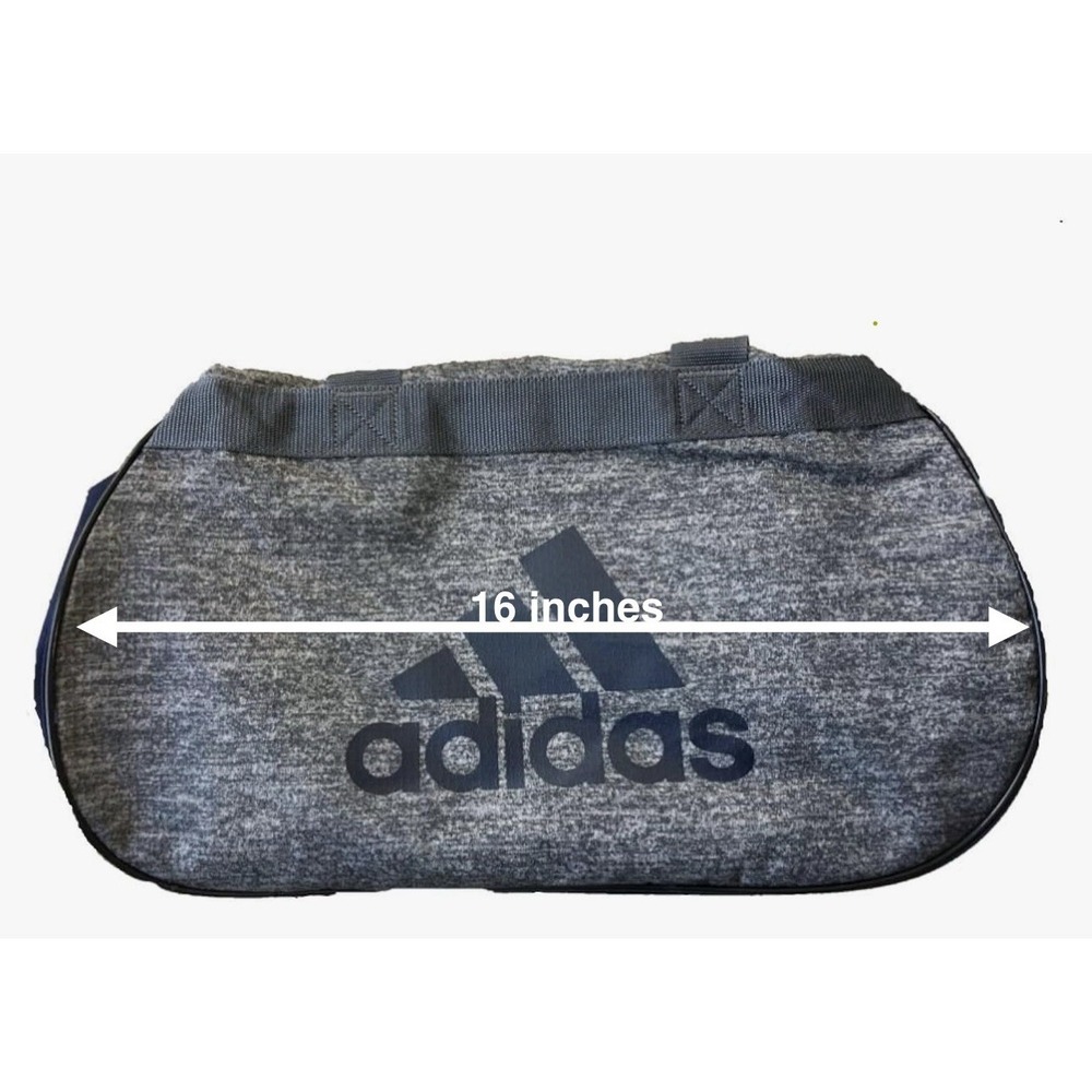 New Adidas Diablo Small Hex Print Duffel Bag, 16"x10"x8", Onyx Grey/Blue